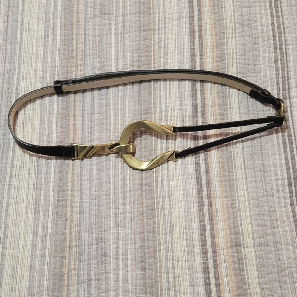 Chico's Brown/Gold Leather Adjustable Belt M/L